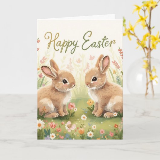 Happy easter bunnies kaart (Gele Bloem)