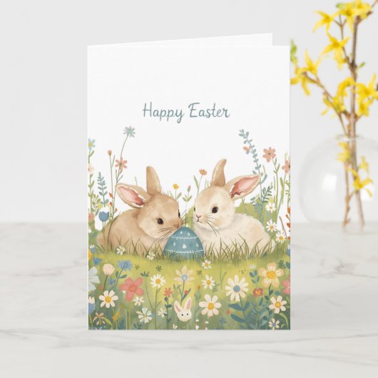 Happy easter bunnies kaart (Gele Bloem)