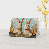 Happy Easter Bunnies Kaart (Gele Bloem)