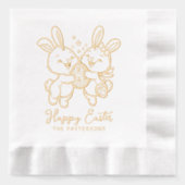 Happy Easter Bunnies Konijn Ei Gepersonaliseerde n Folie Servetten (Voorkant)