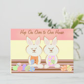 Happy Easter Bunnies Luncheon Uitnodiging (Staand voorkant)