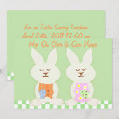 Happy Easter Bunnies Luncheon Uitnodiging (Voorkant / Achterkant)