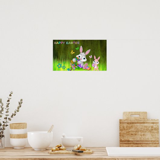 Happy Easter Bunnies Poster (Keuken)