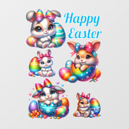 Happy Easter Bunnies Raamsticker