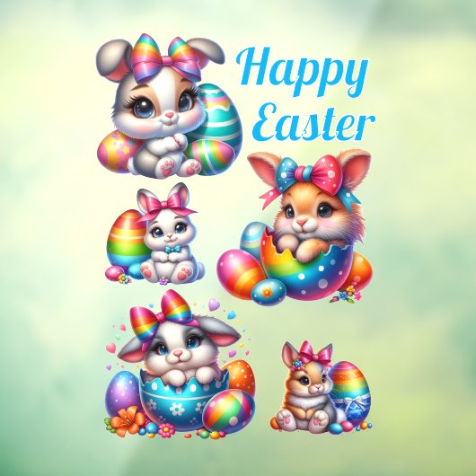 Happy Easter Bunnies Raamsticker (Vel 3)