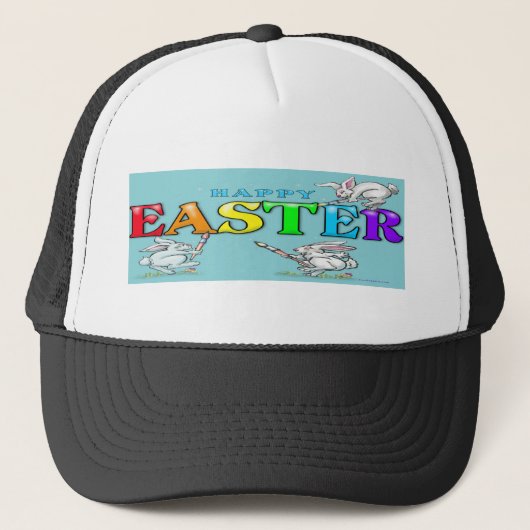 Happy Easter Bunnies Trucker Pet (Voorkant)