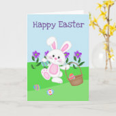 Happy Easter-Bunny And Basket Kaart (Gele Bloem)