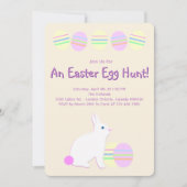 Happy Easter Bunny and Eggs on Pastel Stripes  Kaart (Voorkant)
