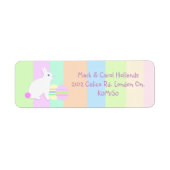 Happy Easter Bunny and Eggs on Stripes Etiket (Voorkant)