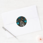 Happy Easter Bunny, Artsy Abstract Floral, zwart Ronde Sticker (Envelop)