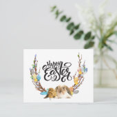 Happy Easter | Bunny Baby Chick met Willow-tak Feestdagenkaart (Staand voorkant)
