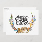 Happy Easter | Bunny Baby Chick met Willow-tak Feestdagenkaart (Voorkant / Achterkant)