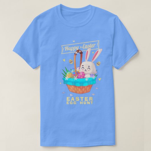 Happy Easter Bunny Basket Egg Hunt Cute T-shirt (Design voorkant)
