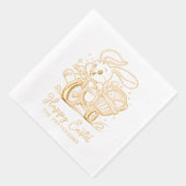 Happy Easter Bunny Bicycle Eggs Persoonlijke naam Folie Servetten (Rechts)