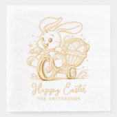 Happy Easter Bunny Bicycle Eggs Persoonlijke naam Folie Servetten (Voorkant)