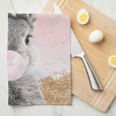 Happy Easter Bunny blaast Pink Bubble Gum Theedoek (Quarter Fold)
