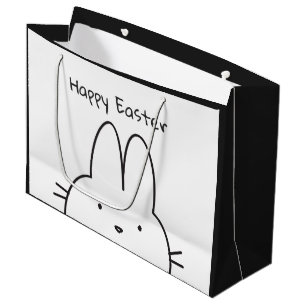 Happy Easter Bunny Black en White Groot Cadeauzakje