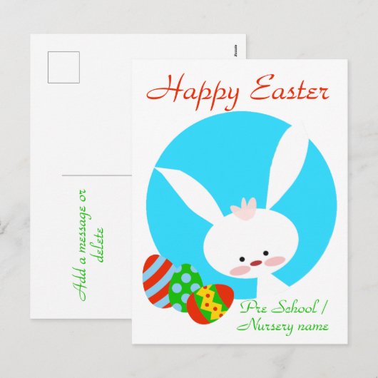 Happy Easter Bunny Blue Kaart (Voorkant / Achterkant)