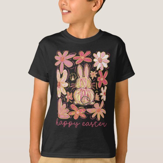 Happy Easter Bunny Boho Easter Coquette Bloemenpin T-shirt (Voorkant)