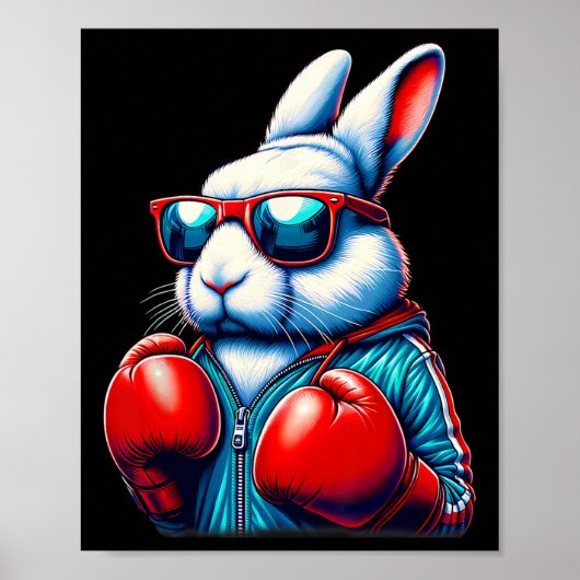Happy Easter Bunny Boxing Rabbit Mannen Vrouwen Ki Poster (Voorkant)