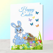 Happy Easter Bunny Boy Personalize Holiday Kaart
