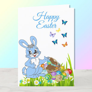 Happy Easter Bunny Boy Personalize Holiday Kaart