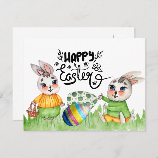 Happy Easter Bunny Briefkaart (Voorkant / Achterkant)