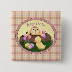 Happy Easter Bunny Button