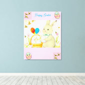 Happy Easter Bunny Canvas Afdruk (Insitu (Houten vloer))