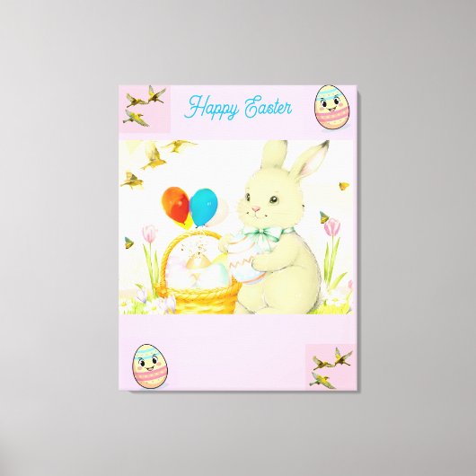 Happy Easter Bunny Canvas Afdruk (Voorkant)