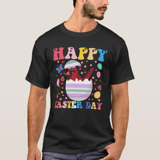 Happy Easter Bunny Cardinal Easter Day Groovy T-shirt (Voorkant)