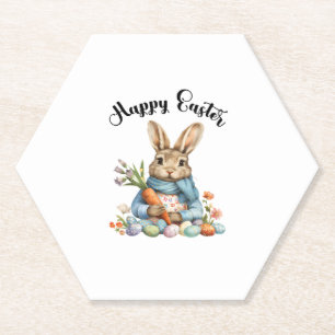 Happy Easter Bunny Carrot Easter Eggs Easter Rabbi Kartonnen Onderzetters