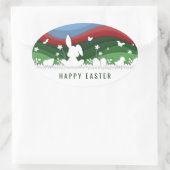 Happy easter bunny chicards and egg in natuur ovale sticker (Tas)