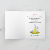 Happy Easter Bunny Chick Basket personaliseren Feestdagen Kaart (Binnen)