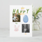 Happy Easter Bunny Chick Egg Foto Feestdagenkaart (Staand voorkant)