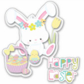 Happy Easter Bunny, Chick en Basket Sticker (Voorkant)