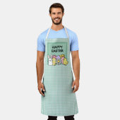 Happy Easter Bunny Chick Green Gingham Schort (Gedragen)