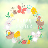Happy Easter Bunny Chicken Spring Elements Raamsticker (Vel 3)