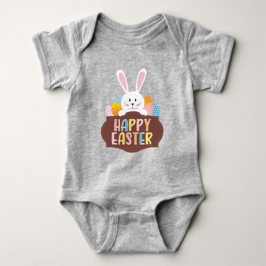 Happy Easter Bunny Colorful Eggs Romper (Voorkant)