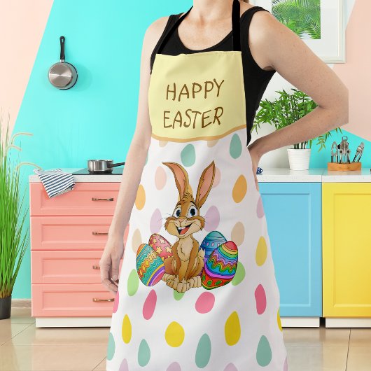 Happy Easter Bunny Colorful Eggs Schort