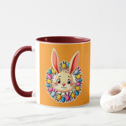 Happy Easter Bunny – Colorful Spring Art caneca Mok (Met donut)