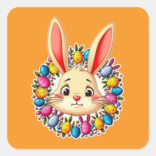 Happy Easter Bunny – Colorful Spring - Autocolante Vierkante Sticker (Voorkant)
