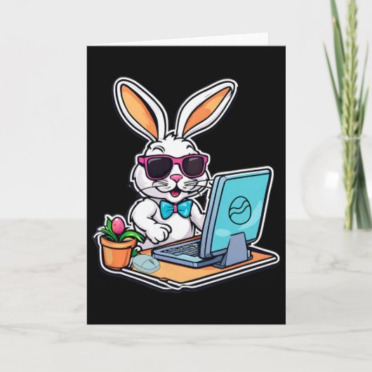 Happy Easter Bunny Computer Video Game Lovers 1  Kaart (Voorkant)