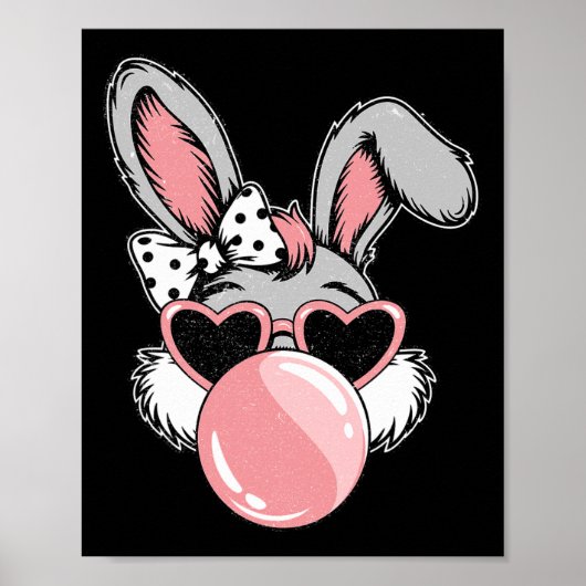Happy Easter Bunny Coquette Bow Brushstroke Pasen Poster (Voorkant)
