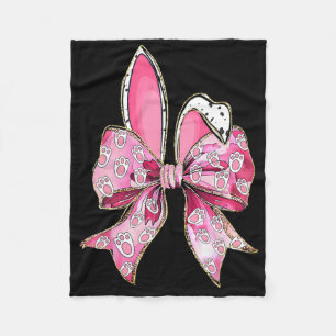 Happy Easter Bunny Coquette Bow Ears Meisjes Teen  Fleece Deken