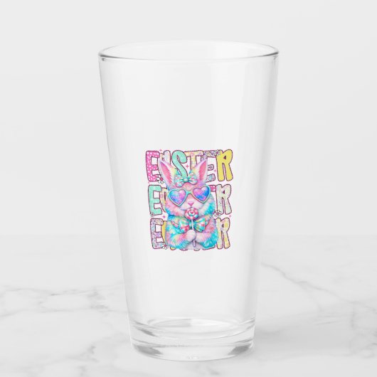 Happy Easter Bunny Coquette Bow Preppy Easter Day Glas (Voorkant)