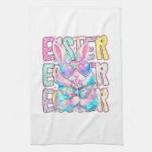 Happy Easter Bunny Coquette Bow Preppy Easter Day Theedoek (Verticaal)