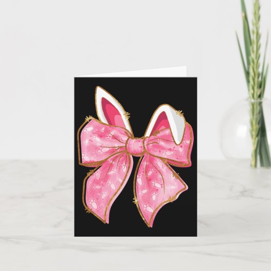 Happy Easter Bunny Coquette Bow Rabbit Ears Vrouwe Kaart (Voorkant)