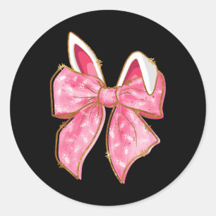 Happy Easter Bunny Coquette Bow Rabbit Ears Vrouwe Ronde Sticker