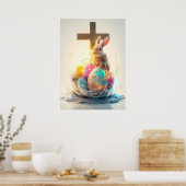 Happy Easter Bunny Cross Religie Poster (Keuken)